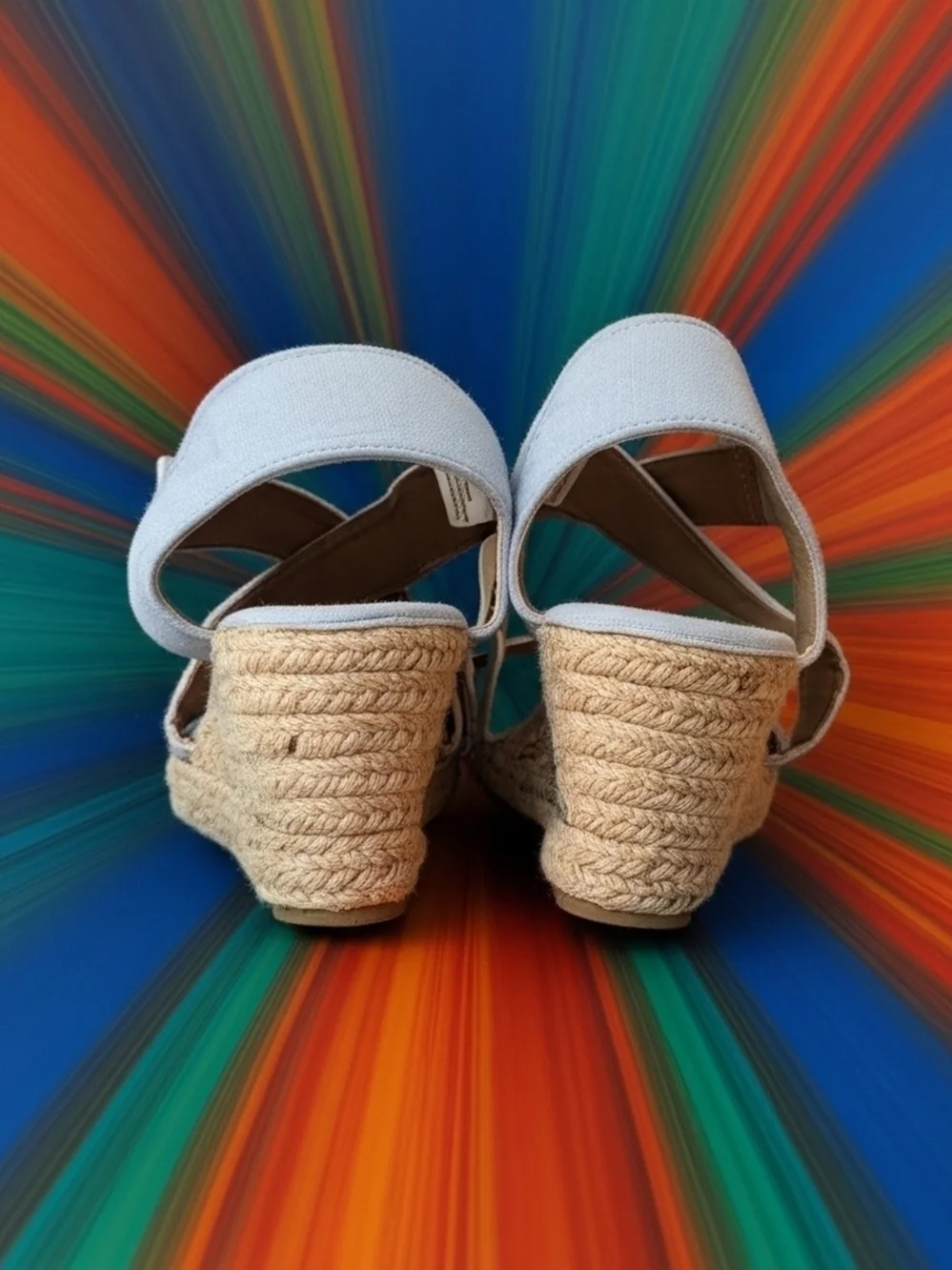 Serra Light Blue Canvas Wedge Sandals Size 9